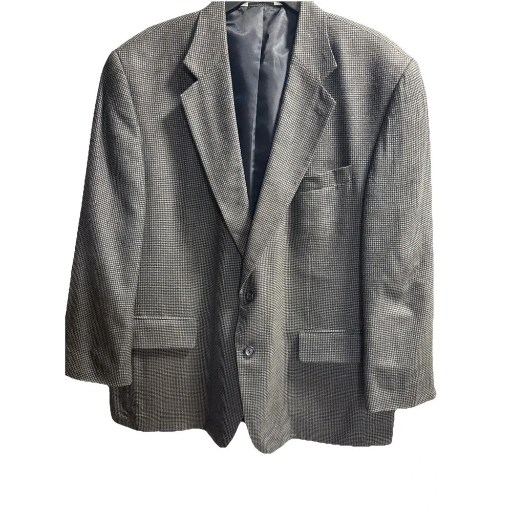Versini‎ Mens Black Long Sleeve Notch Lapel Pockets Two-Button Blazer Size 44R
